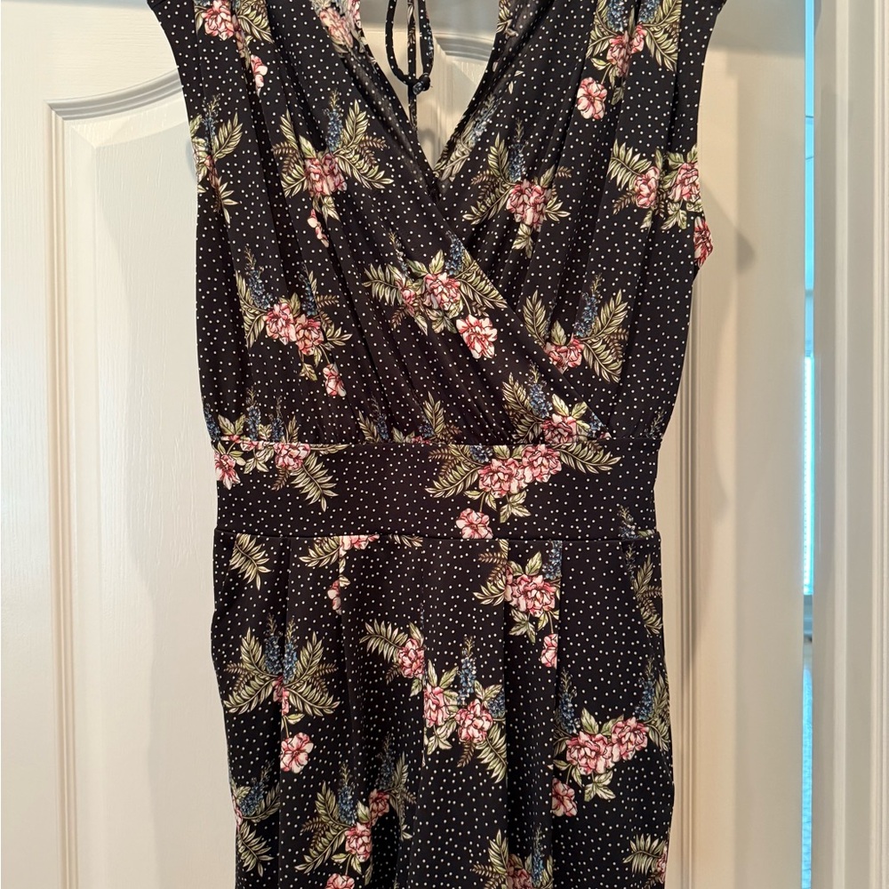 CAbi Black Floral Jumpsuit